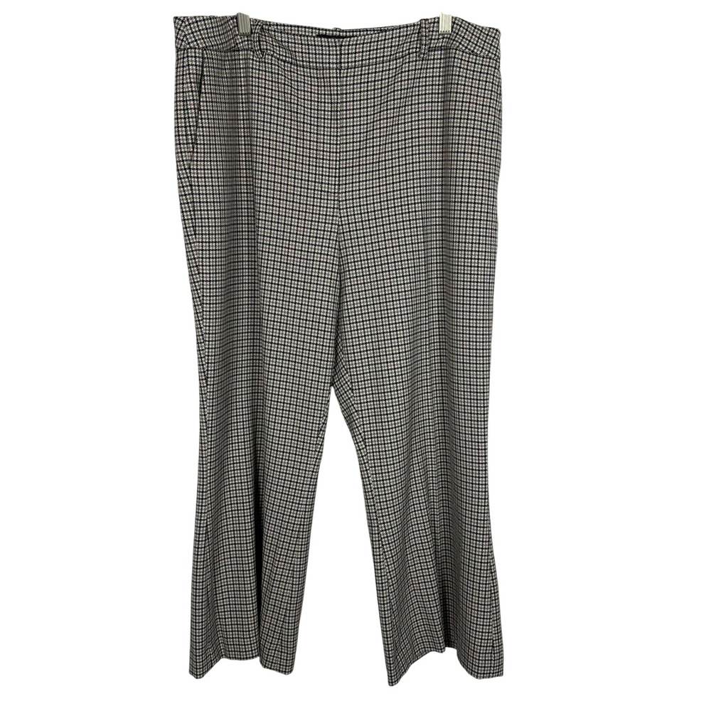 Karl Lagerfeld Paris Windowpane Flared Cropped Pants 16 Beige Black Academia
